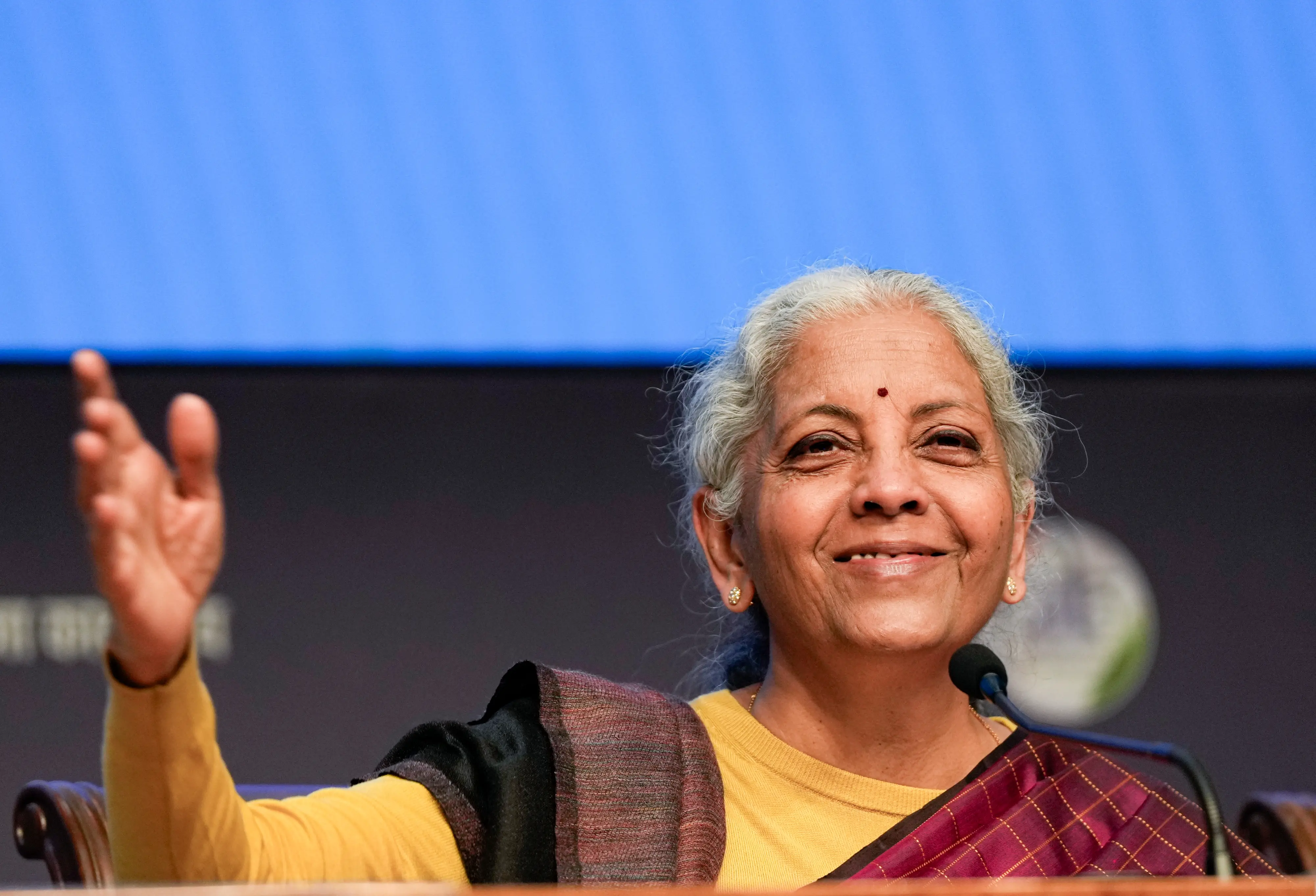 New Delhi: Finance Minister Nirmala Sitharaman addresses a press conference after presenting the Union Budget 2026-27, in New Delhi, Sunday, Feb. 1, 2026. (PTI Photo/Salman Ali)(PTI02_01_2026_000476A)