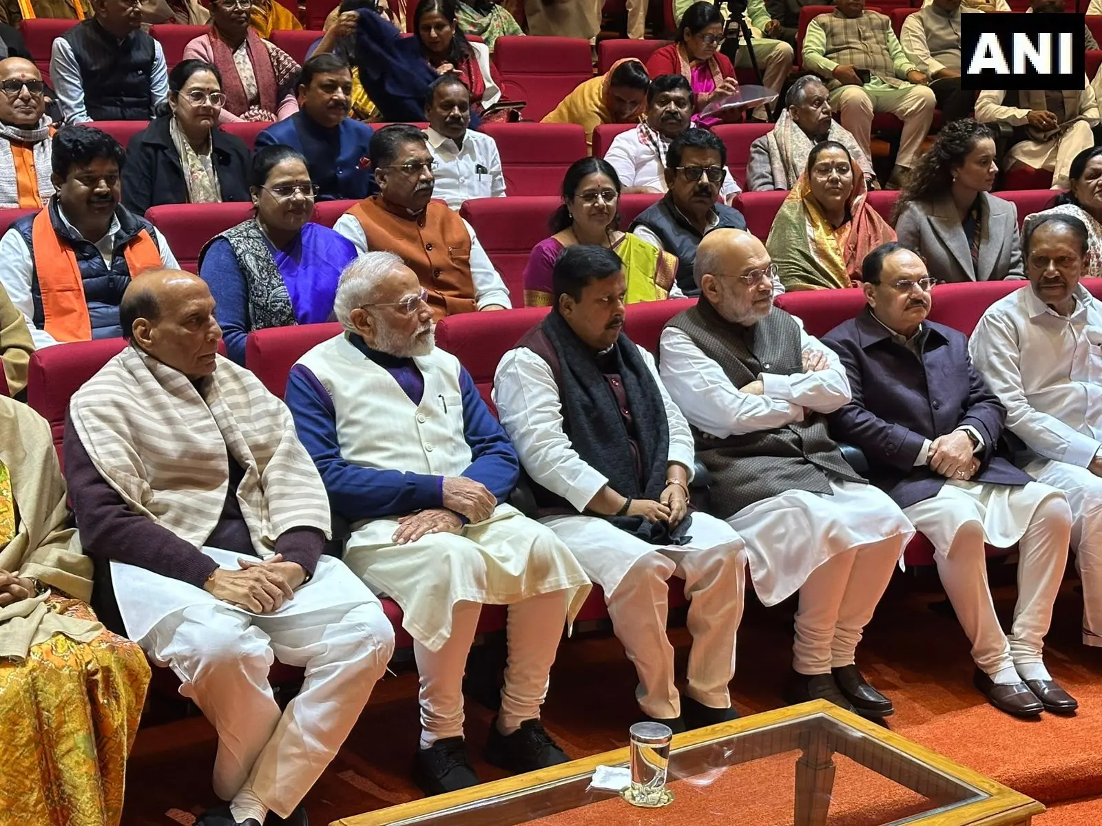 NDA Parliamentary Party meeting underway at the Parliament premises. Prime Minister Narendra Modi, Union Home Minister Amit Shah and newly-elected party chief Nitin Nabin at the meeting | ANi