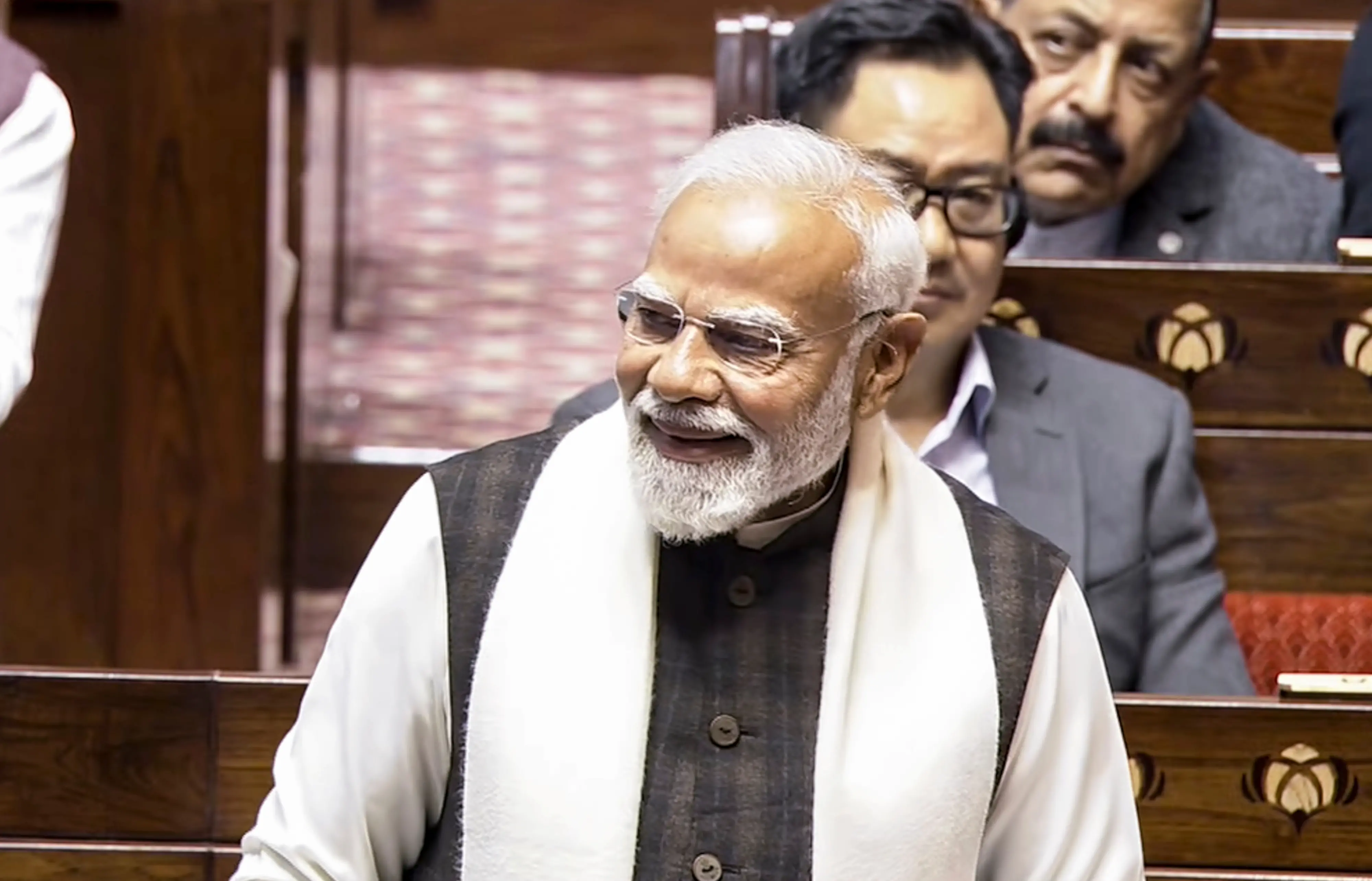 പ്രധാനമന്ത്രി നരേന്ദ്ര മോദി രാജ്യസഭയിൽ സംസാരിക്കുന്നു | ഫോട്ടോ - പി.ടി.ഐ.