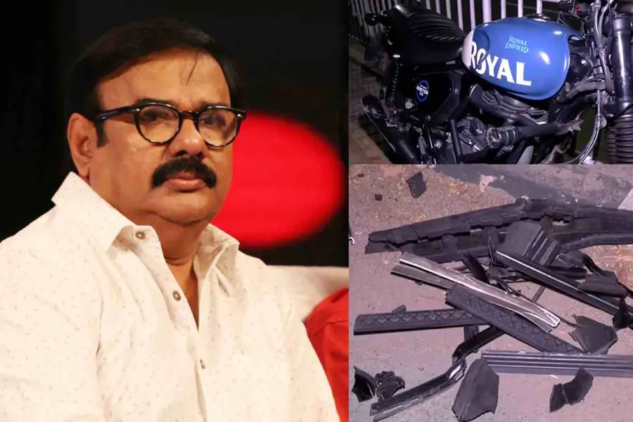 മണിയൻപിള്ള രാജുവിന്റെ കാർ ഇടിച്ച് ബൈക്ക് യാത്രക്കാരായ യുവാക്കൾക്ക് ഗുരുതര പരിക്ക്, നിർത്താതെ പോയി