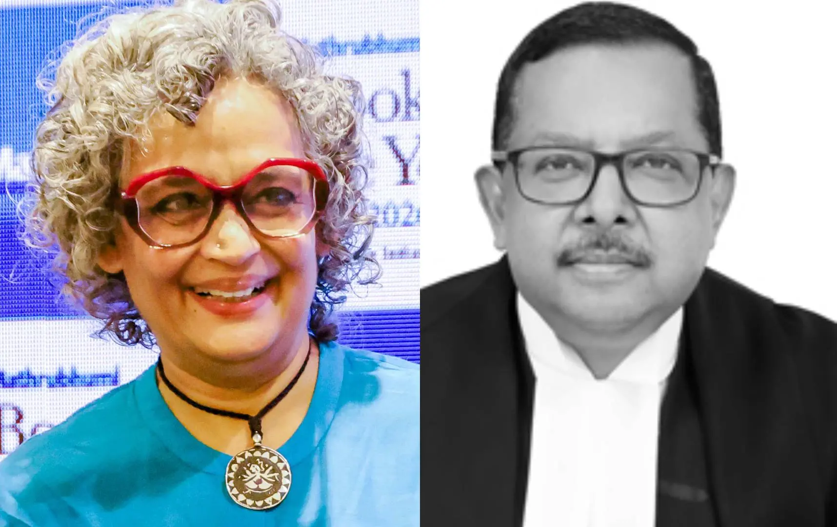 അരുന്ധതി റോയ്, ജസ്റ്റിസ് ഉജ്ജൽ ഭുയാൻ | Photo: Mathrubhumi, Supreme court of india