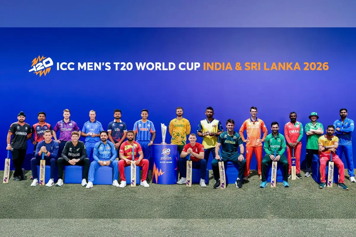 The captains of the teams participating in the ICC T20 World Cup 2026. | PTI