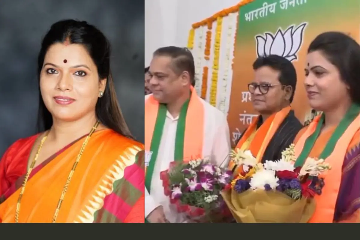 Ritu Tawde, BJP President Ameet Satam with Sanjay Ghadi and Ritu Tawde (L to R)