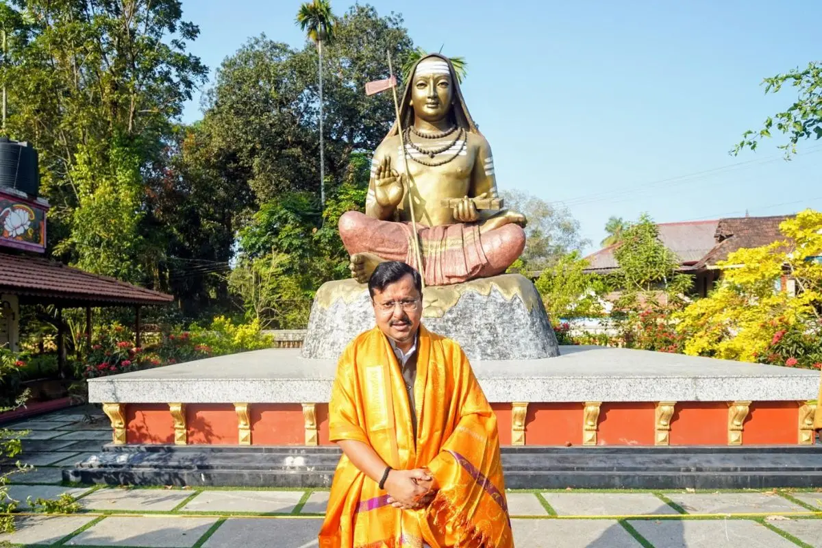 Nitin Nabin at Sri Adi Shankara Janmabhoomi Kshethram, Kalady| Photo: X,@NitinNabin