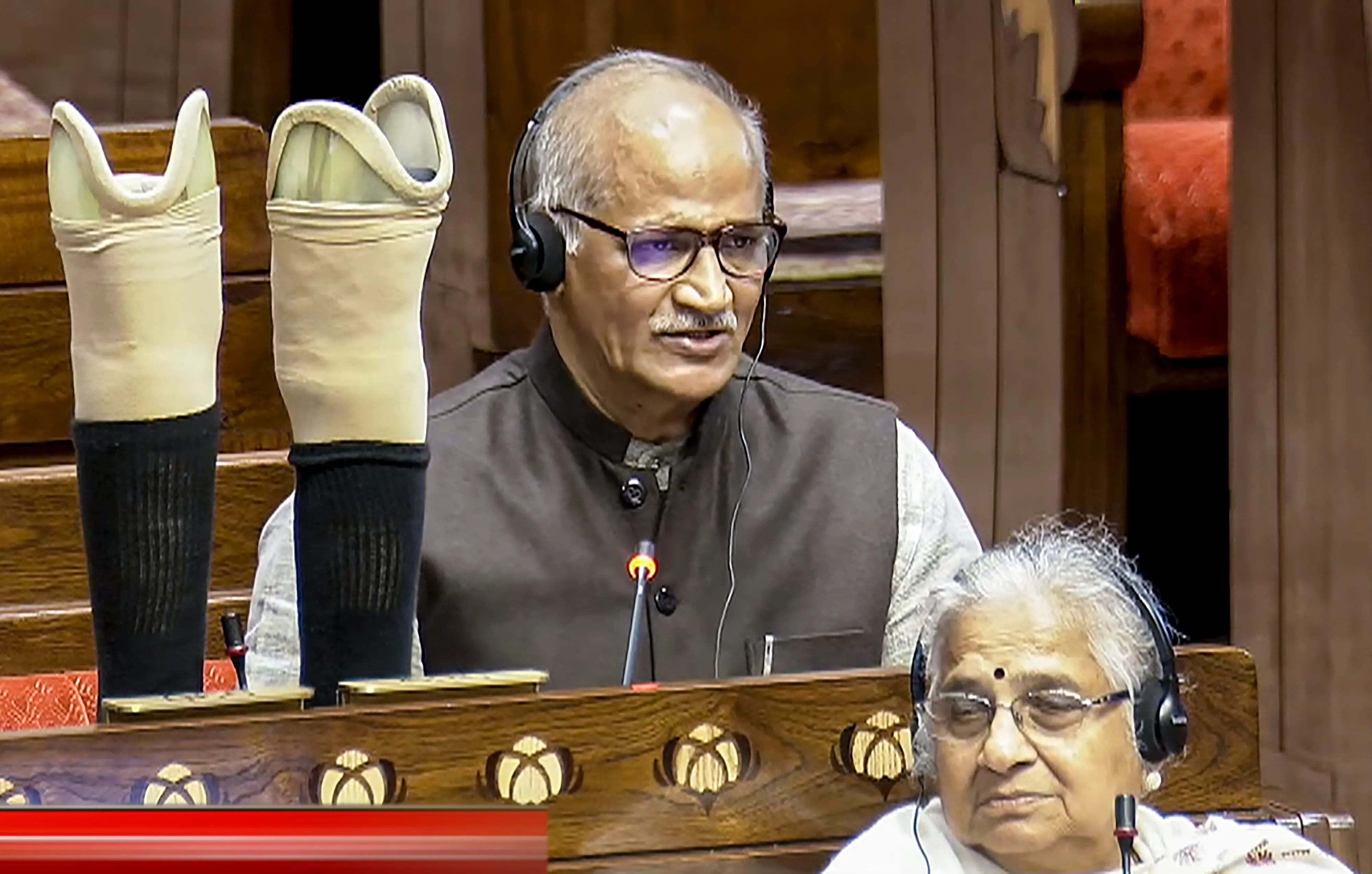 BJP MP C Sadanandan Master speaks in the Rajya Sabha during his maiden speech | PTI