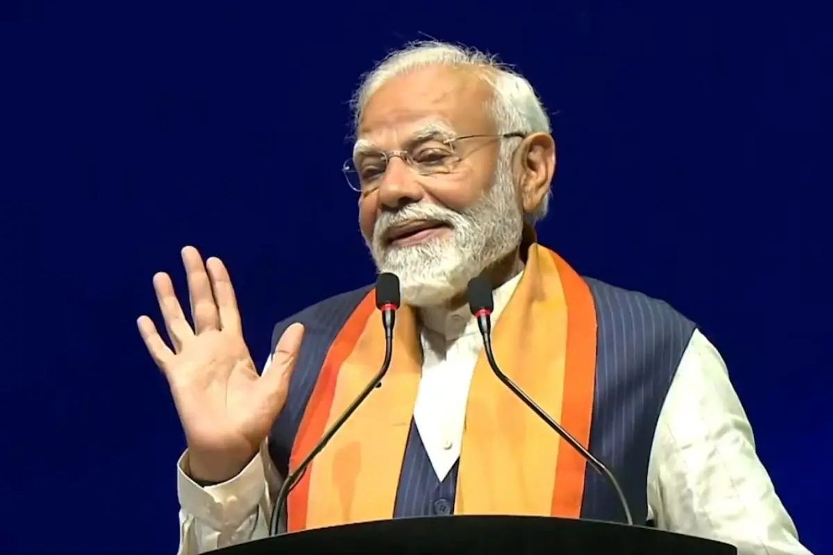 Prime Minister Narendra Modi addressing the Indian diaspora during the community event in Kuala Lumpur, Malaysia. (PTI Screengrab)
