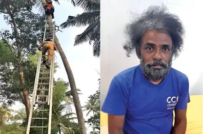 Hanging 40 feet in the air, Kerala man saved in filmy fire force rescue