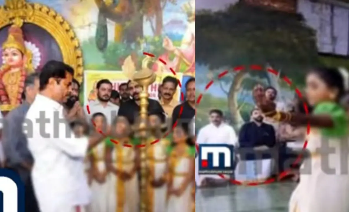 ശബരിമലയിൽ നടന്ന ചടങ്ങിൽ ഉണ്ണികൃഷ്ണൻ പോറ്റിക്കൊപ്പം അടൂർ പ്രകാശ് | Image credit: MBTV Screengrab
