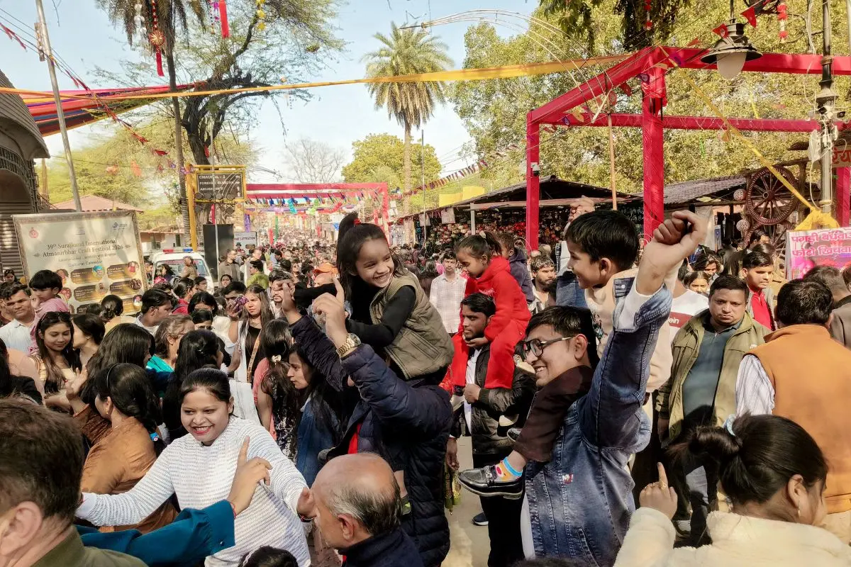 People visit the Surajkund fair a day after a swing fell down at the spot, killing one person, in Faridabad on Sunday, February 8, 2026 | Photo: PTI