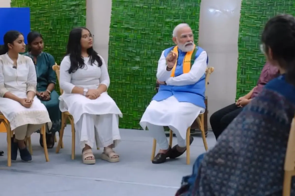PM Narendra Modi interacts with students at 9th Pariksha Pe Charcha