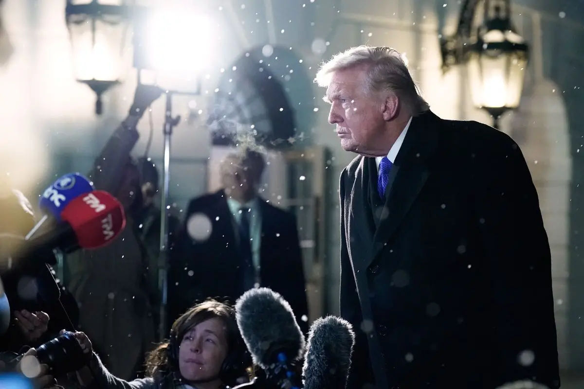 President Donald Trump speaks to reporters on the South Lawn before departing the White House, Friday, Feb. 6, 2026, in Washington (Photo: AP)
