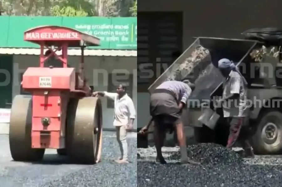 പണിമുടക്ക് ദിവസം ഏരിയ സെക്രട്ടറിയുടെ കെട്ടിടത്തിന് മുന്നിൽ ടാറിങ്; ഇരട്ടത്താപ്പെന്ന് നാട്ടുകാർ
