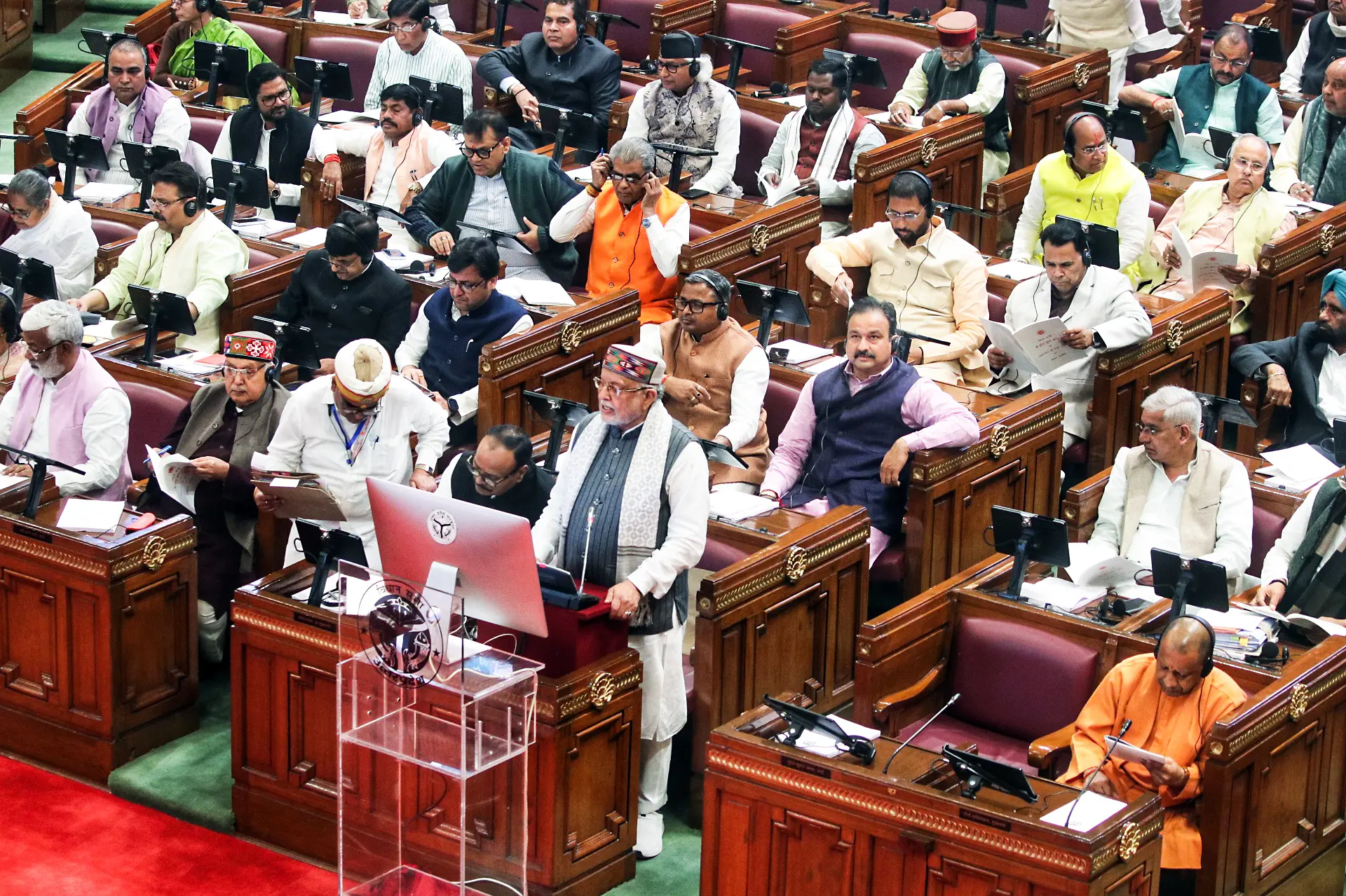 Uttar Pradesh Finance Minister Suresh Khanna presents the state budget | ANI