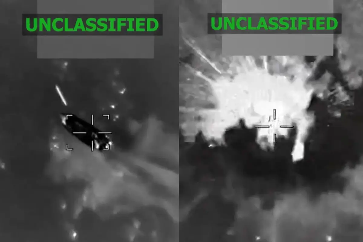 Video grab shows a vessel targeted during a US strike in the Caribbean | Photo: X/@Southcom