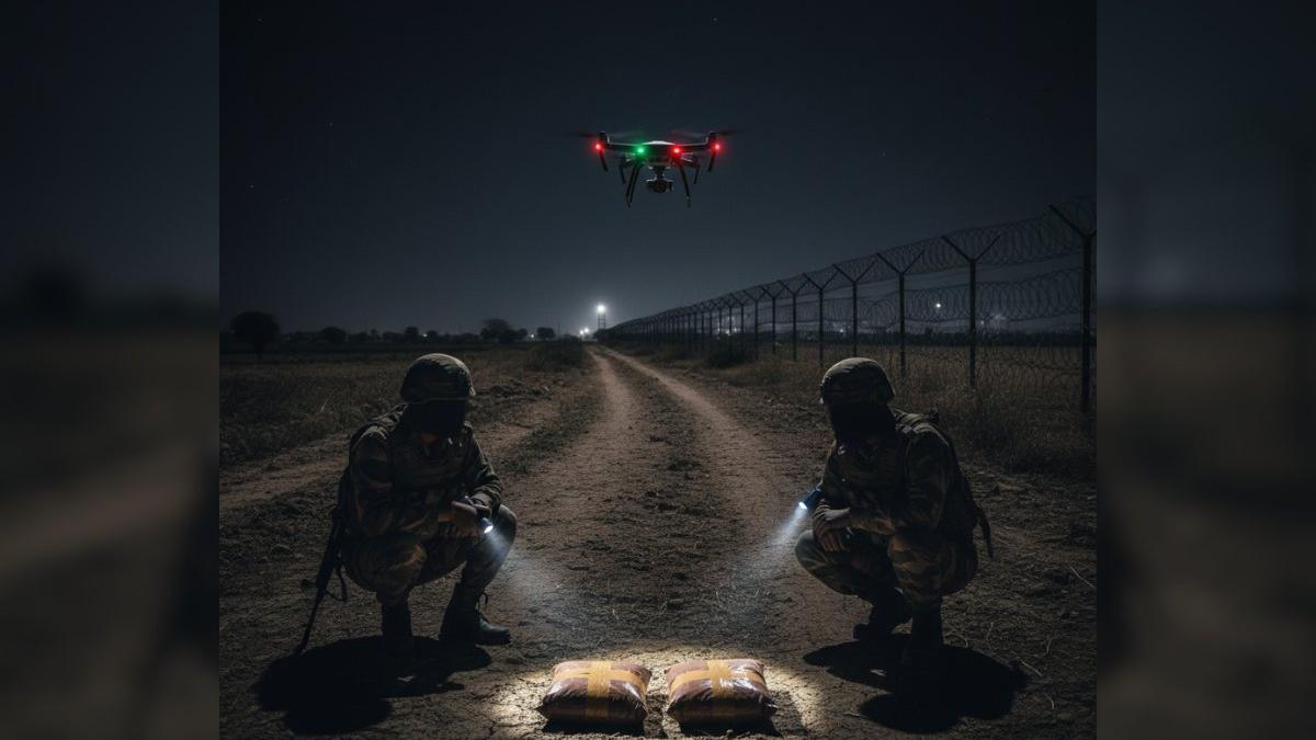 Pakistan drone drop foiled: 4kg heroin worth ₹20 crore seized along IB in Jammu
