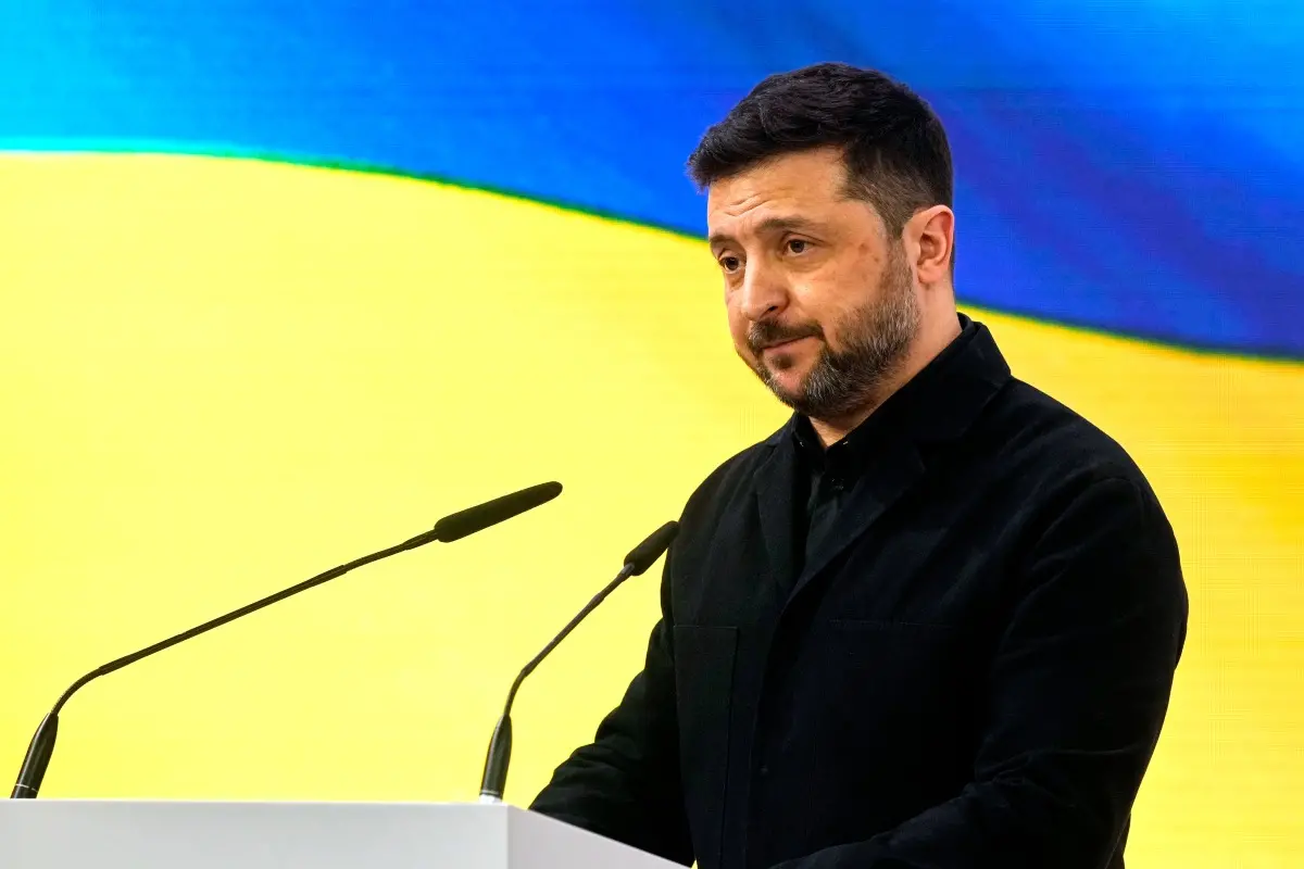 Ukraine's President Volodymyr Zelenskyy addresses the audience during a session at the Munich Security Conference in Munich, Germany. | Photo: AP