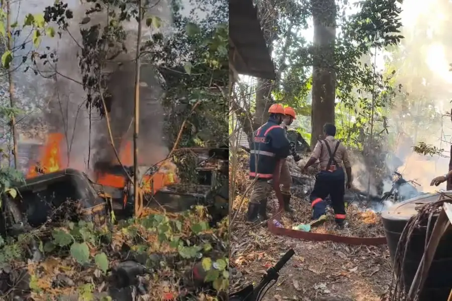 പാങ്ങോട് പോലീസ് സ്റ്റേഷനിൽ പിടിച്ചിട്ടിരുന്ന വാഹനങ്ങൾ കത്തി നശിച്ചു