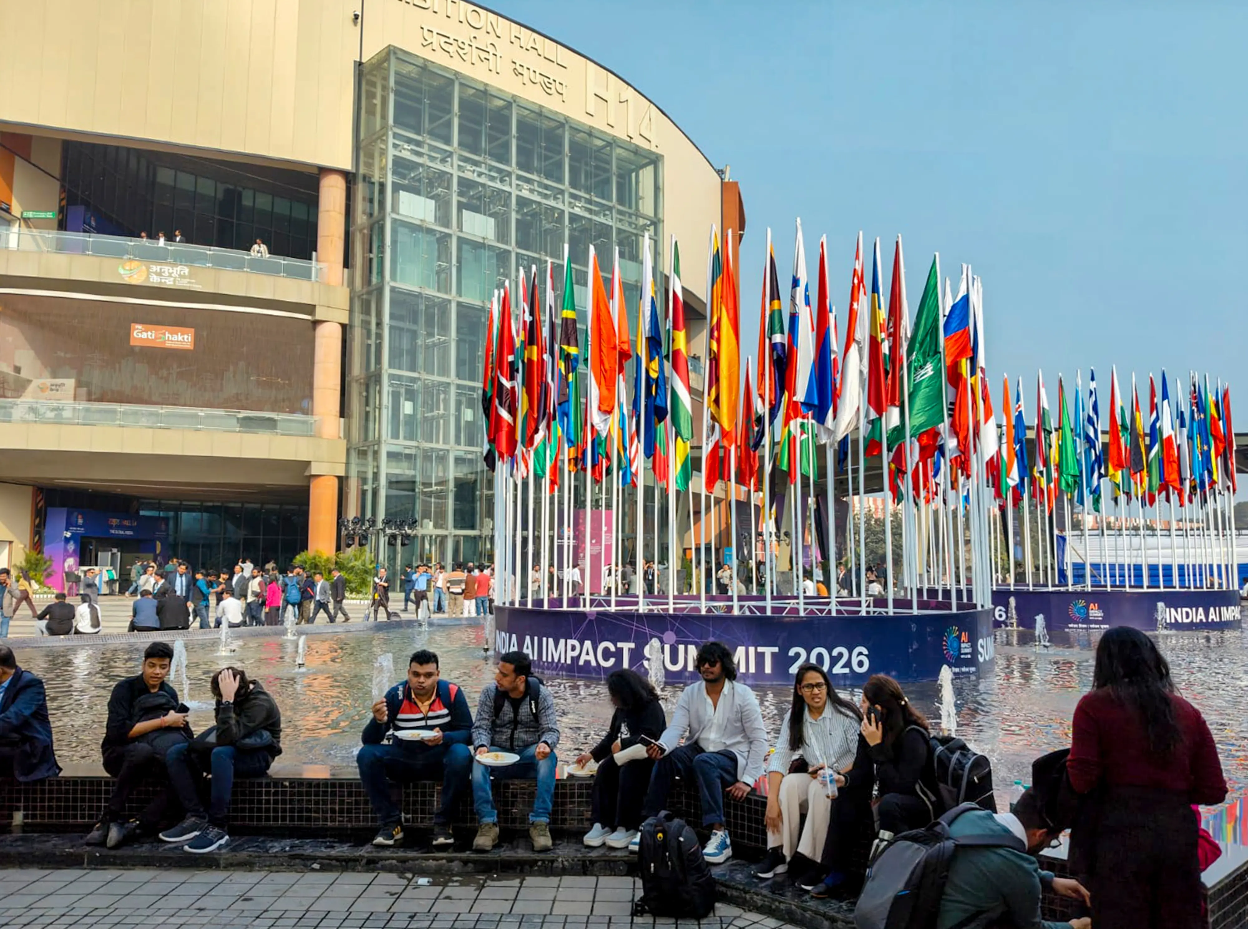 Visitors during the India AI Impact Summit 2026 at Bharat Mandapam | Photo: PTI