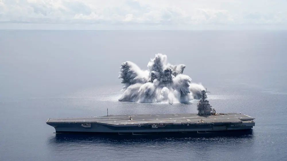 USS Gerald R. Ford (CVN 78) Full Ship Shock Trials in 2021 | AFP