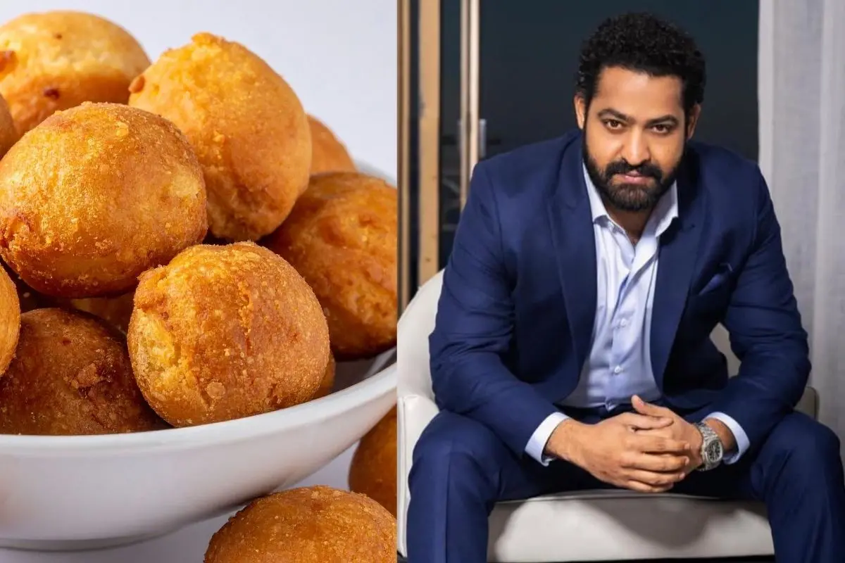 പുനുഗുലു എന്ന പലഹാരം, തെലുങ്ക് ചലച്ചിത്രതാരം ജൂനിയര്‍ എന്‍ടിആർ | Photo: Canva, Instagram/jrntr