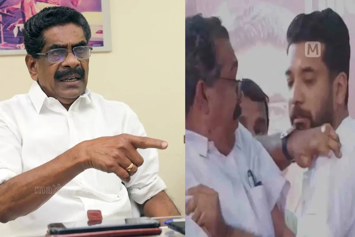 മുല്ലപ്പള്ളി രാമചന്ദ്രൻ, കുറ്റ്യാടിയിലെ ഉന്തും തള്ളൽ | Photo: മാതൃഭൂമി
