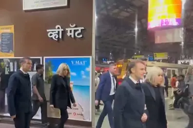 Viral video shows French President Macron touring Mumbai’s CST station | WATCH