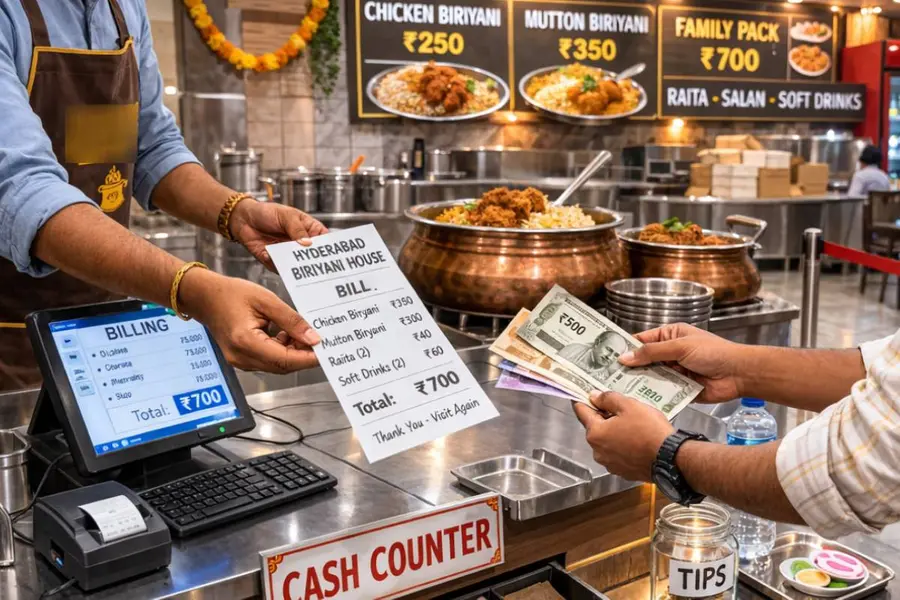 ബിരിയാണി കടകൾ ബില്ലിങ്ങിൽ കൃത്രിമം കാട്ടി വെട്ടിച്ചത് 70,000 കോടി, എഐ പിടിച്ചു