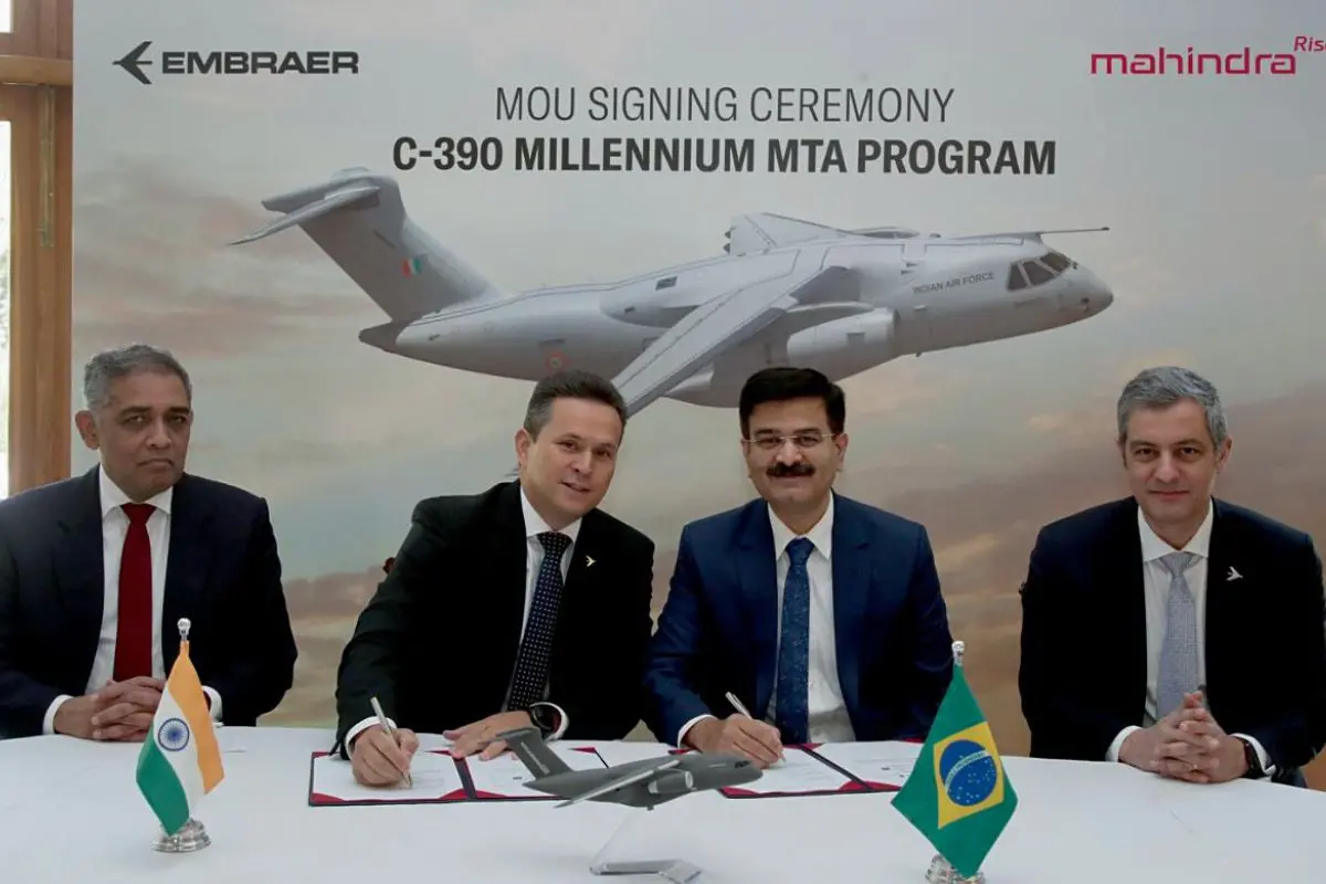 Embraer Defense and Security and Mahindra signed a Memorandum of Understanding (MoU) to jointly fulfil the acquisition of the C-390 Millennium multi-mission aircraft by the Indian Air Force in its upcoming Medium Transport Aircraft (MTA) procurement project | File photo: ANI