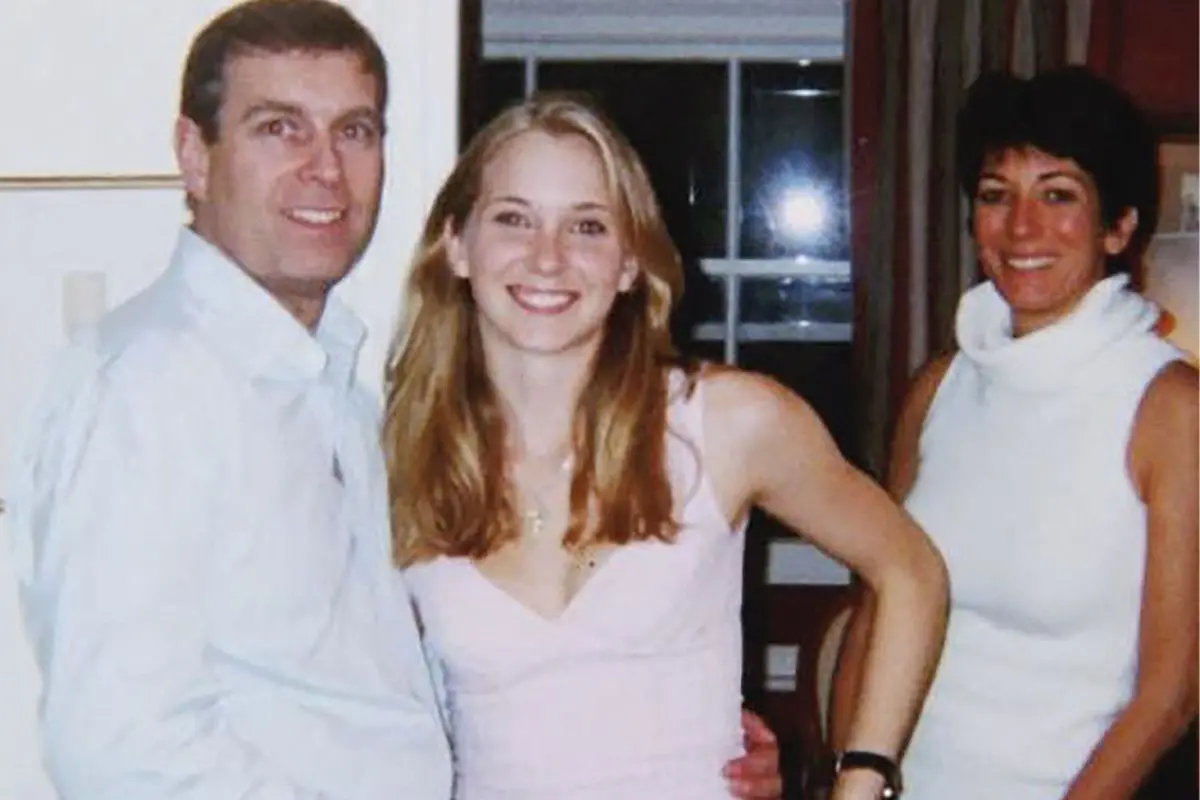 An undated handout photo taken at an undisclosed location and released on August 9, 2021 by the United States District Couty for the Southern District of New York shows (L-R) Prince Andrew, Virginia Giuffre and Ghislaine Maxwell.