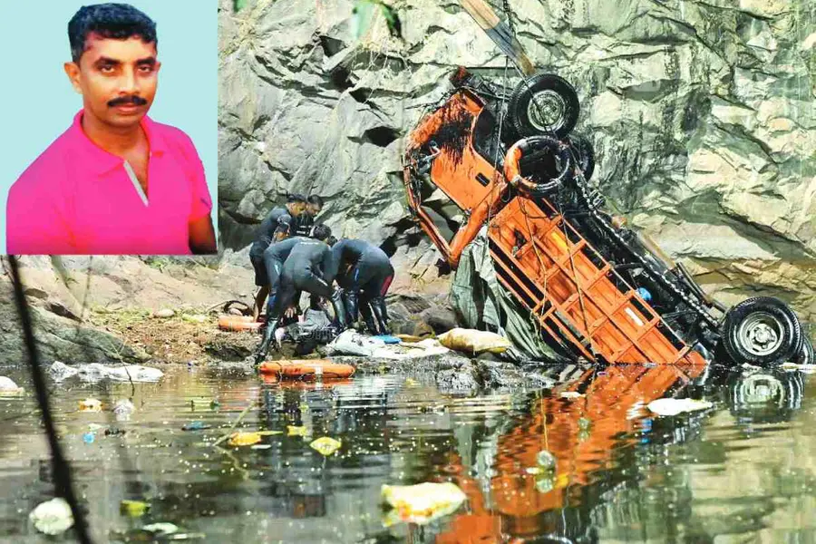 രക്ഷയ്ക്കായി ലോറി പറമ്പിലേക്കെടുത്തു; വീണത് ക്വാറിയിലേക്ക്, യുവാവിന് ദാരുണാന്ത്യം