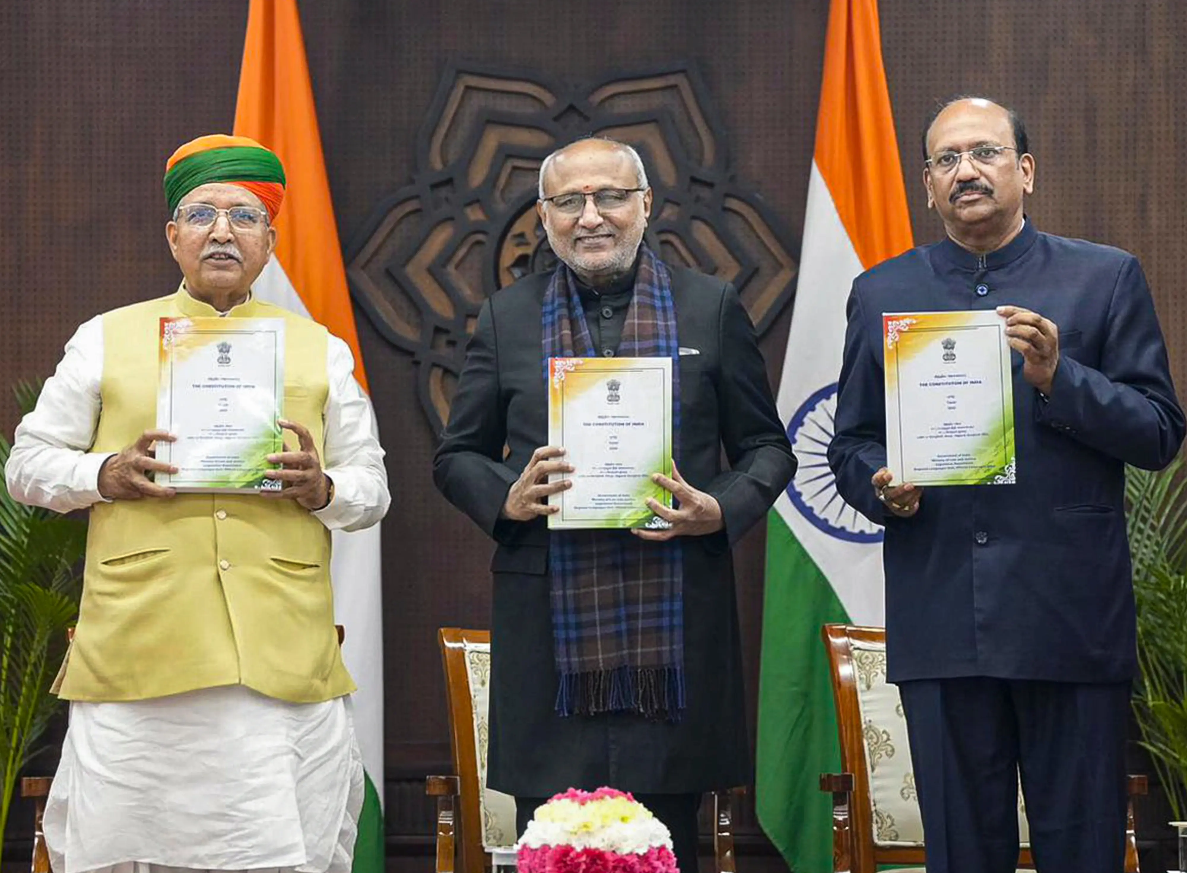 Vice President CP Radhakrishnan during the release of the updated Tamil and Gujarati editions of the Constitution of India | Photo: PTI