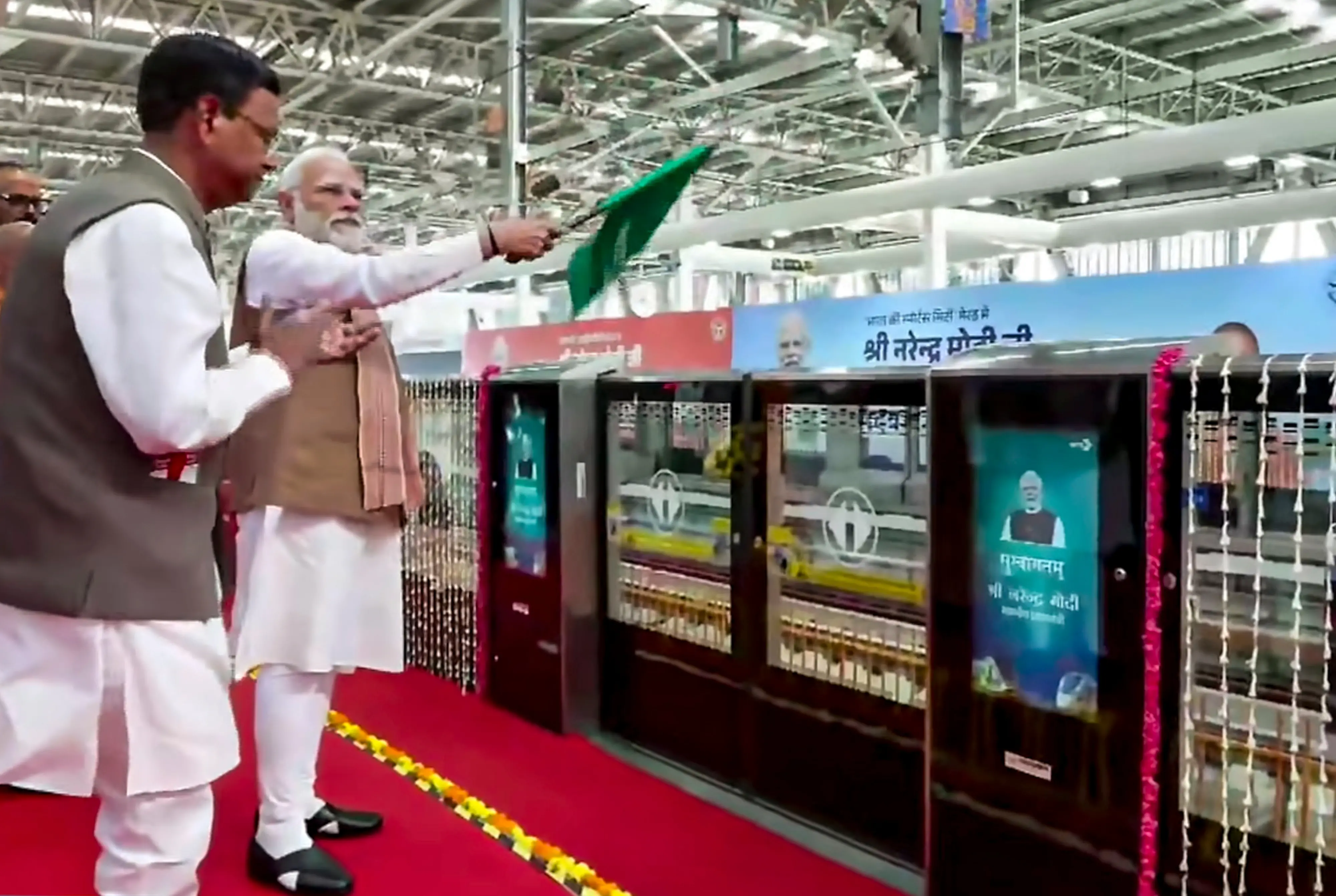 Prime Minister Narendra Modi flags off the Namo Bharat train and Meerut Metro services | Photo: PTI