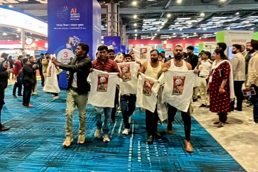 shirtless protest ai summit