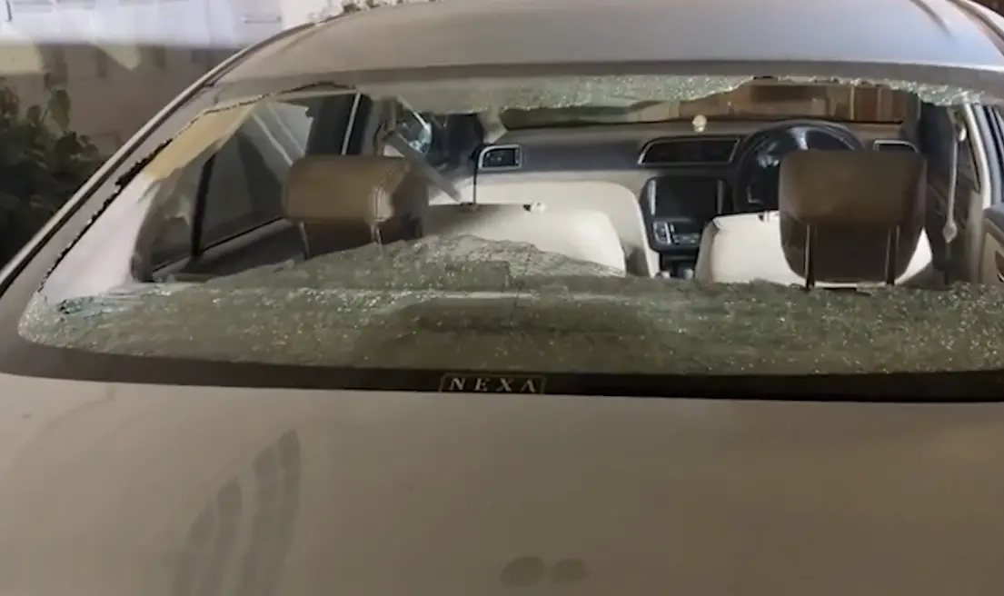 The damaged windows of the car | IANS Video