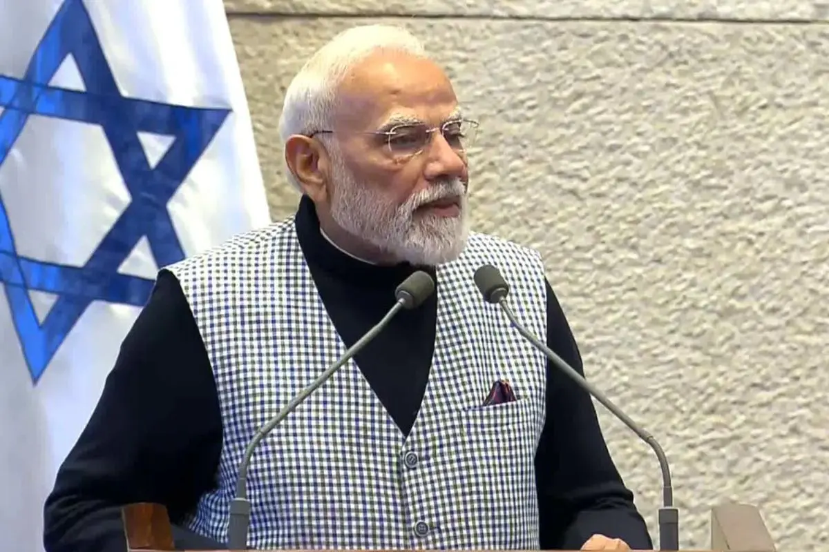 Prime Minister Narendra Modi addresses the gathering at the Knesset, Israeli parliament, in Israel | Photo: PTI