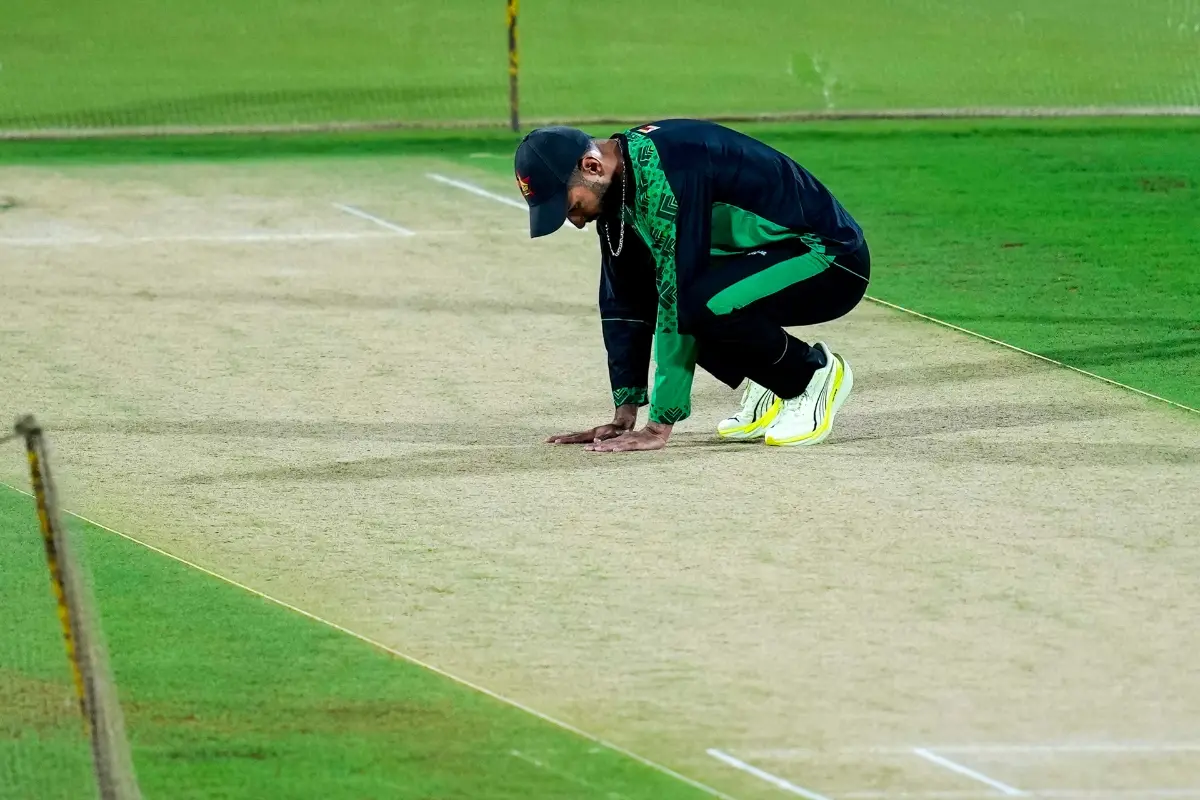 Zimbabwe's captain Sikandar Raza inspects the pitch during a training session ahead of the ICC Men's T20 World Cup 2026 cricket match between India and Zimbabwe, at MA Chidambaram Stadium | Photo: PTI