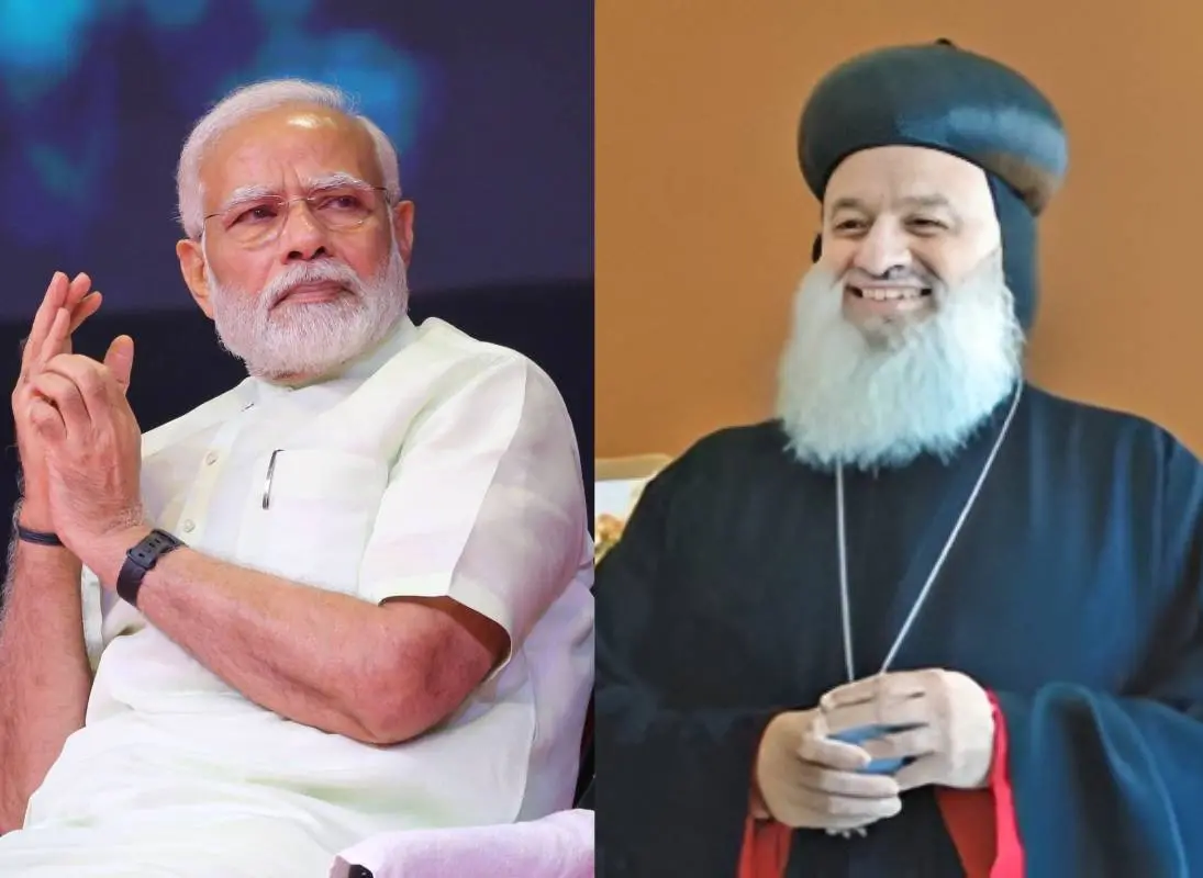 നരേന്ദ്ര മോദി, മാർ ഇഗ്നാത്തിയോസ് അപ്രേം ദ്വിതീയൻ പാത്രിയർക്കീസ ബാവ | Photo: mathrubhumi
