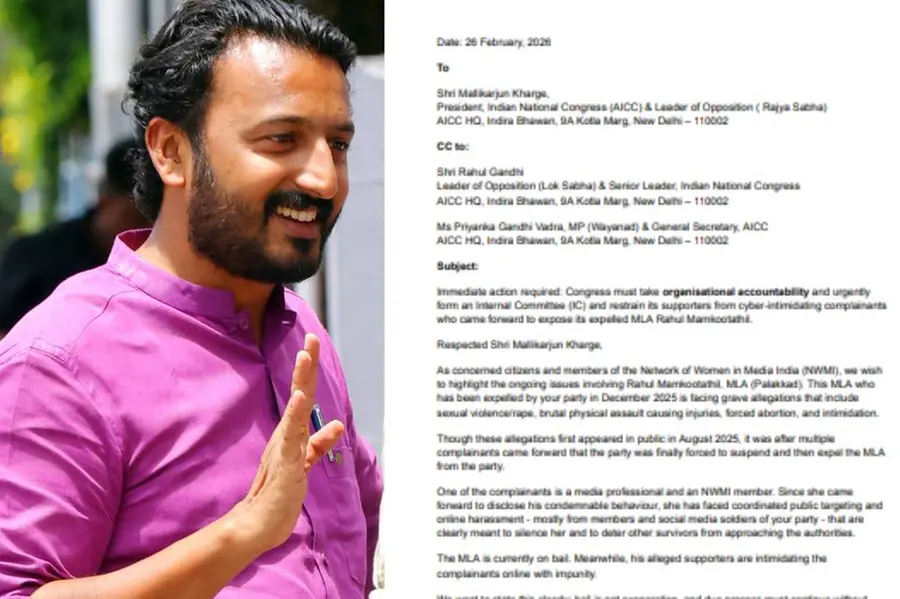 രാഹുൽ മാങ്കൂട്ടത്തിലിനെതിരെ നടപടി വേണം; കോൺഗ്രസ് നേതൃത്വത്തിന് വനിതാ മാധ്യമപ്രവർത്തകരുടെ കത്ത്