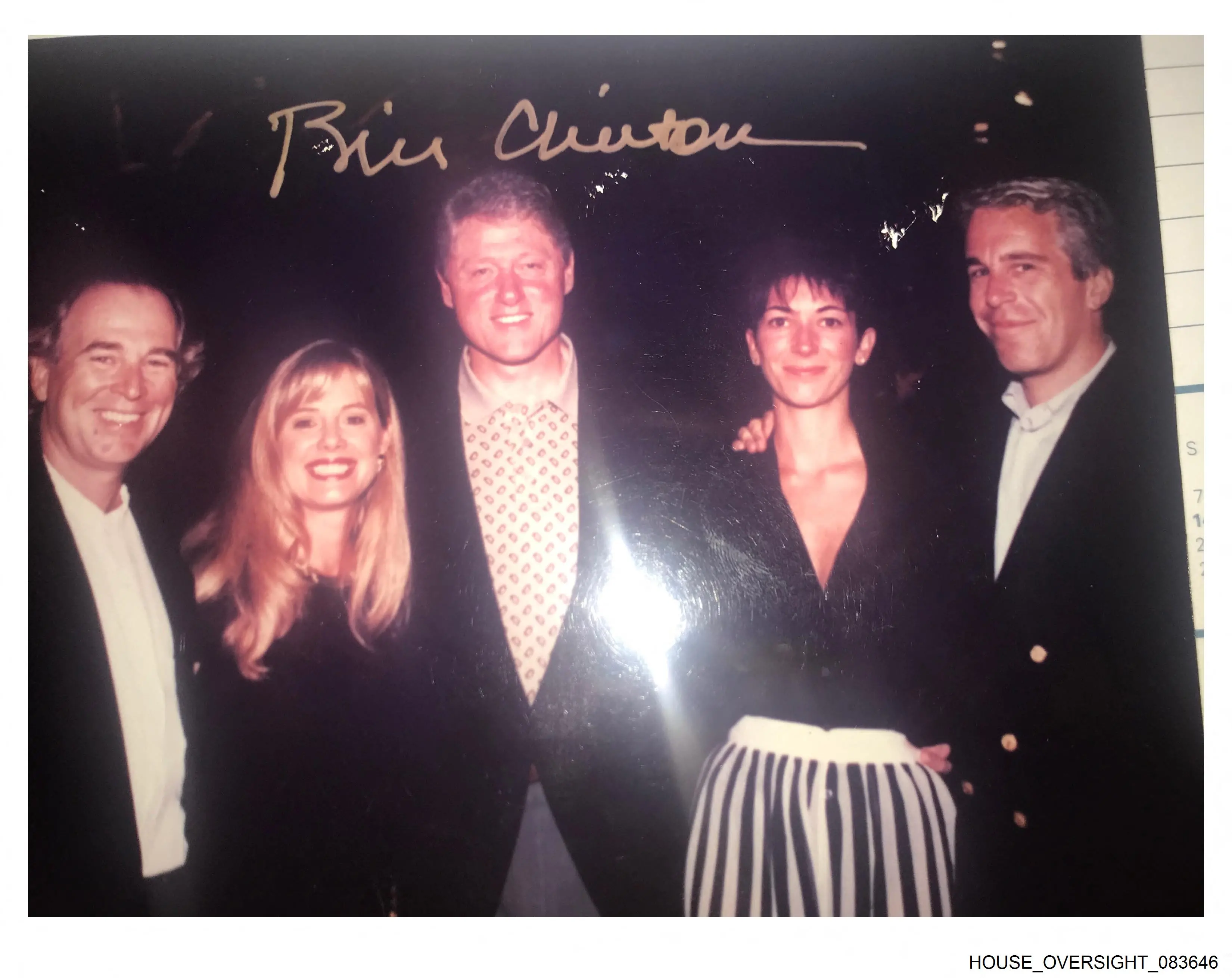 This undated photo from the personal collection of Jeffrey Epstein provided by the Democrats on the House Oversight Committee on December 12, 2025, shows former President Bill Clinton (C) posing with Epstein (R) and Ghislaine Maxwell (2nd-R). | AFP PHOTO/HOUSE OVERSIGHT COMMITTEE DEMOCRATS/HANDOUT