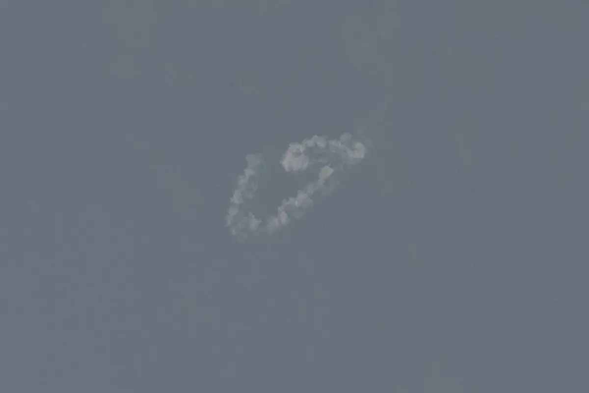 Smoke from a reported rocket interception is seen over the sky in Dubai on February 28, 2026