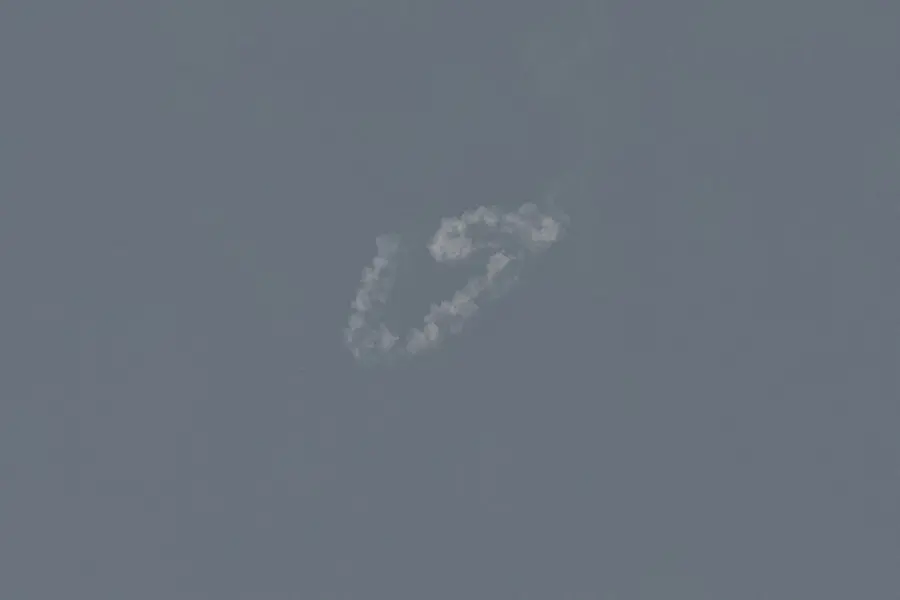 Smoke from a reported rocket interception is seen over the sky in Dubai on February 28, 2026