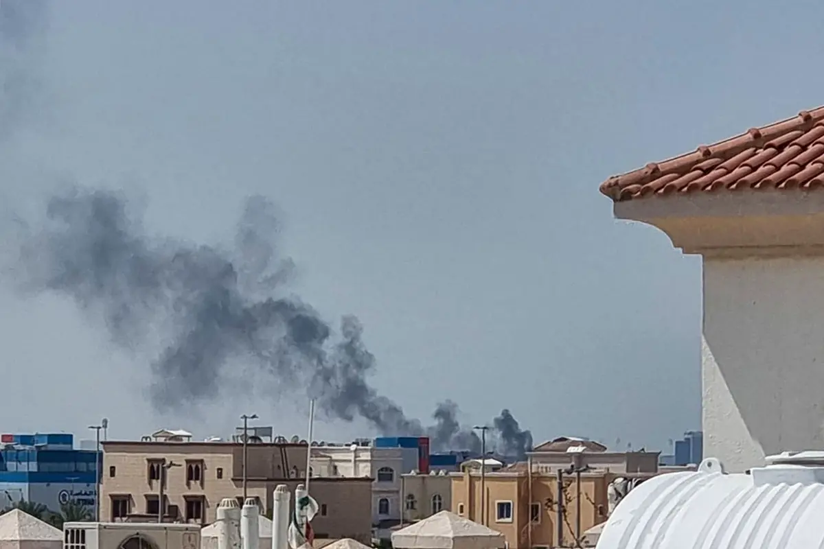 A smoke plume rises over Abu Dhabi from the site of an Iranian missile strike | Photo: AFP