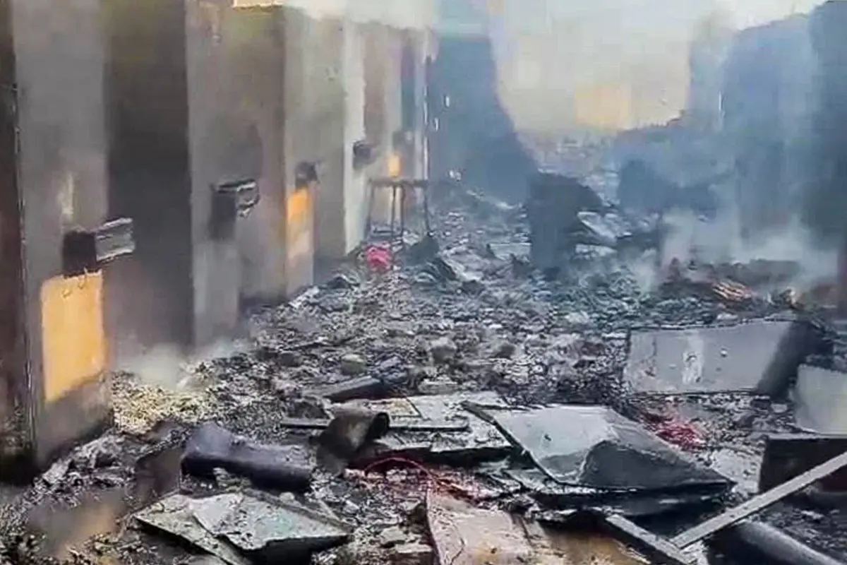 Debris and damaged structures seen after a blast at an explosives manufacturing factory, in Nagpur district | Photo: PTI