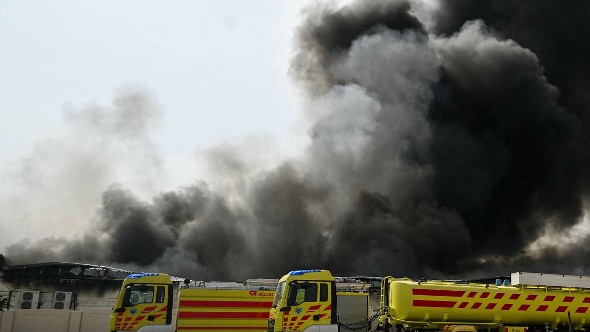 Fire in Doha industrial area after falling missile shrapnel; city on high alert | VIDEO