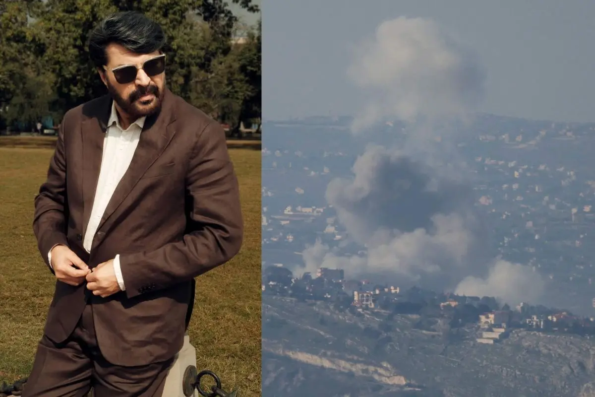 Mammootty; An Israeli airstrike in Lebanon | Photos: X; AFP