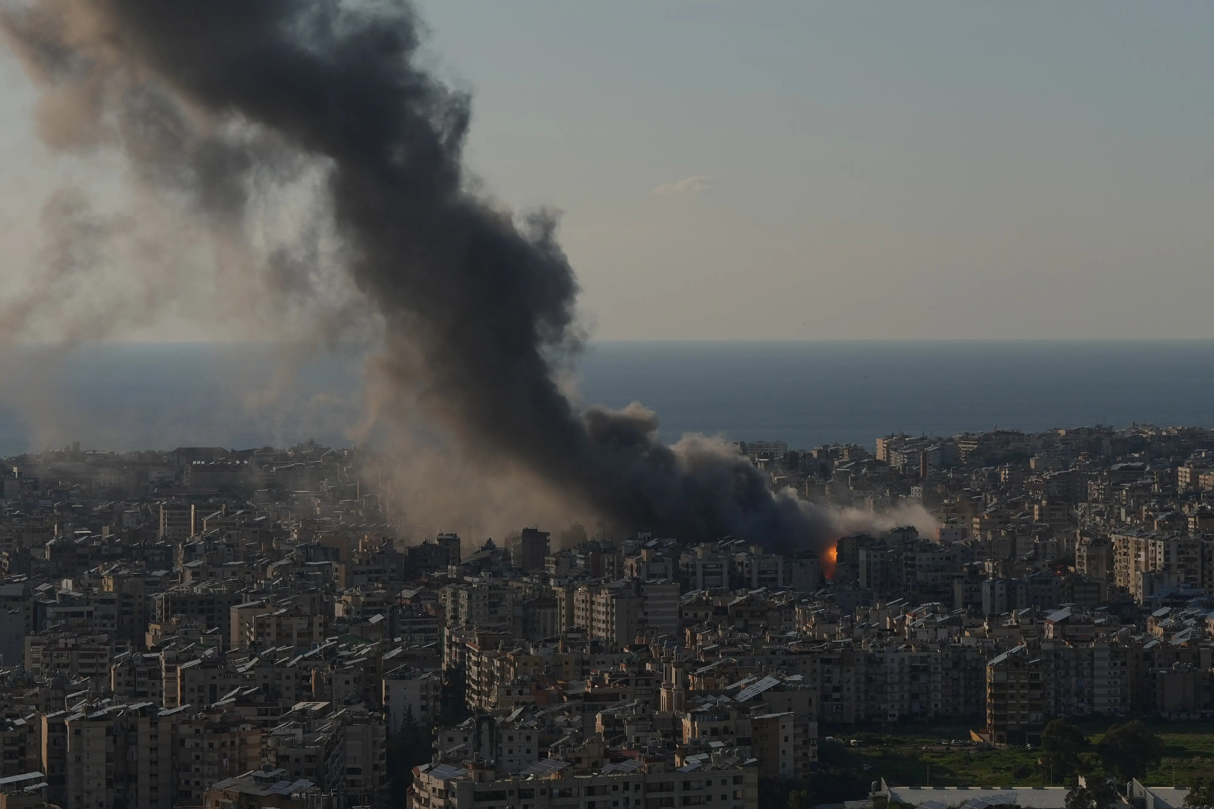 Flames and smoke rise from Israeli airstrikes on Dahiyeh, a southern suburb of Beirut, Lebanon | AP