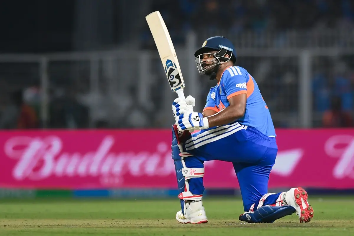 India's Sanju Samson plays a shot during the ICC Men's T20 World Cup 2026 Super 8 Group 1 match against West Indies at Eden Gardens Stadium, in Kolkata on Sunday. (ANI Photo)