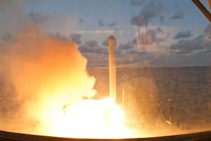 US Navy guided-missile destroyers launching missile