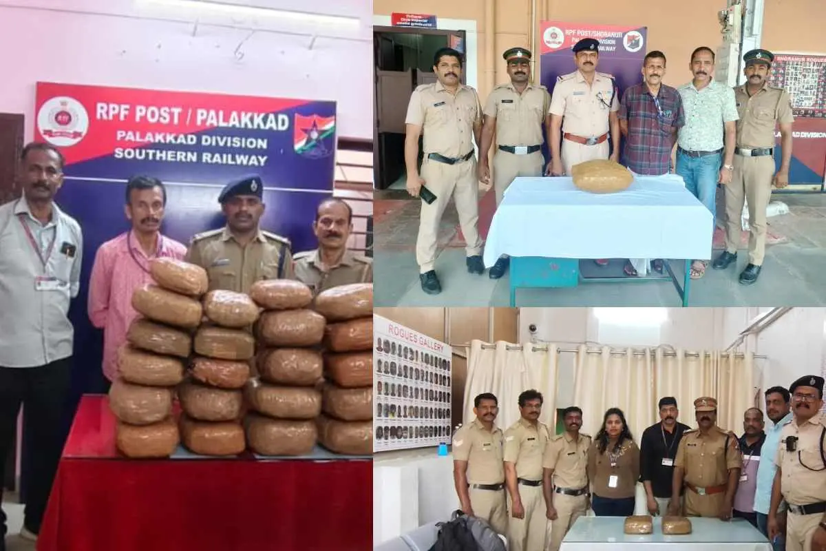 പിടികൂടിയ ലഹരിവസ്തുക്കളുമായി ഉദ്യോഗസ്ഥര്