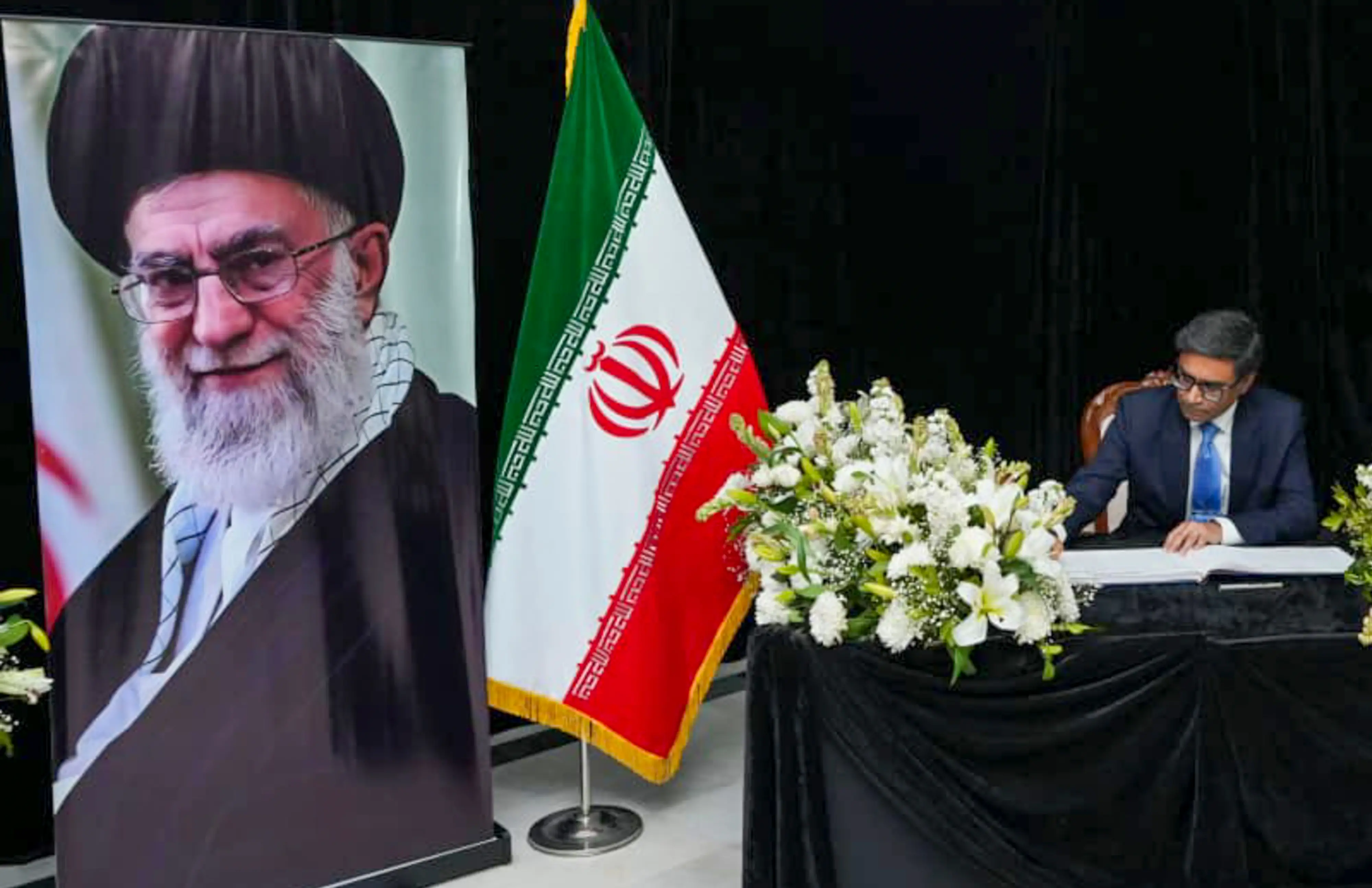 Foreign Secretary Vikram Misri signs the condolence book at the the Embassy of Iran | Photo: PTI